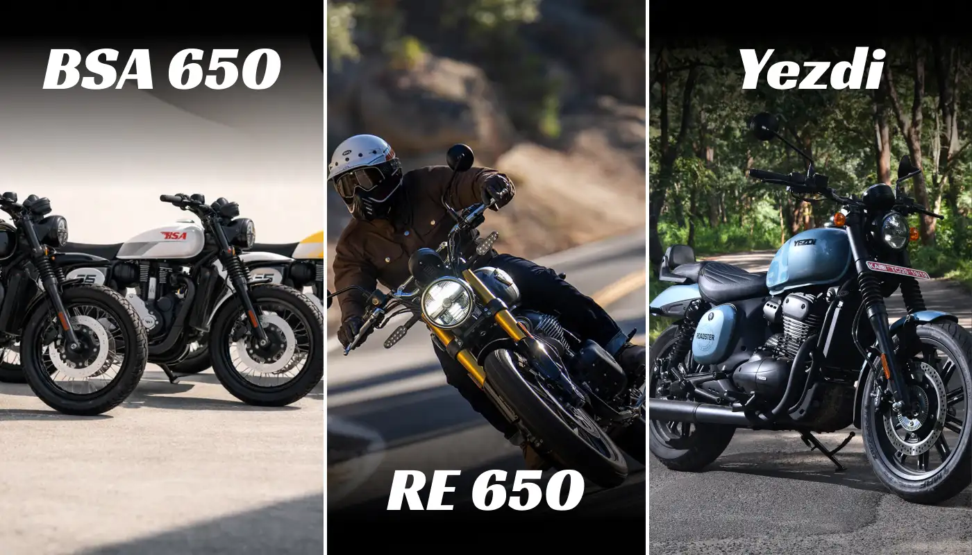 BSA Scrambler 650 vs Royal Enfield Bear 650 vs Yezdi Roadster